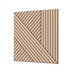 Panou decorativ MDF negru furniruit LAMEO STRIGATTI, stejar natur, 50 x 50 cm - imagine 2